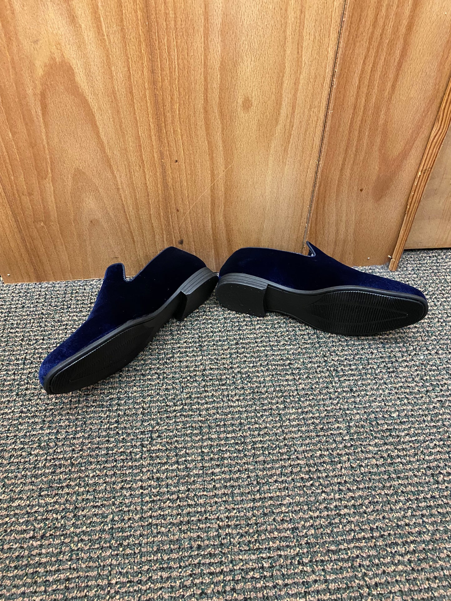 Terroni Italian Design Navy Blue Suede-like Smoking Slip-on Men’s Dress Shoes