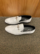 Load image into Gallery viewer, Successos White Floral/Paisley Print with silver buckle Slip-on Men&#39;s Red Bottom Dress Shoes Size 7-15
