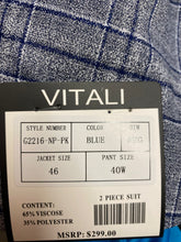 Load image into Gallery viewer, Vitali Blue Checkered Velvet 2-Piece Modern Fit Suit
