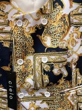 Load image into Gallery viewer, Cielo Double Breasted Low Cut White/Black Versace Print Slim Fit Vest S-4XL
