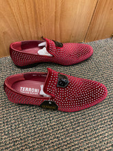 Load image into Gallery viewer, Terroni Italian Design Burgundy/Silver Smoking Slip-ons Men's Prom Dress Shoes
