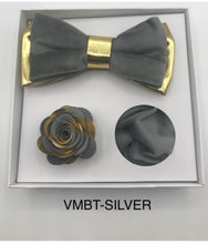 Load image into Gallery viewer, Velvet Bow Tie, Lapel Flower, and Handkerchief

