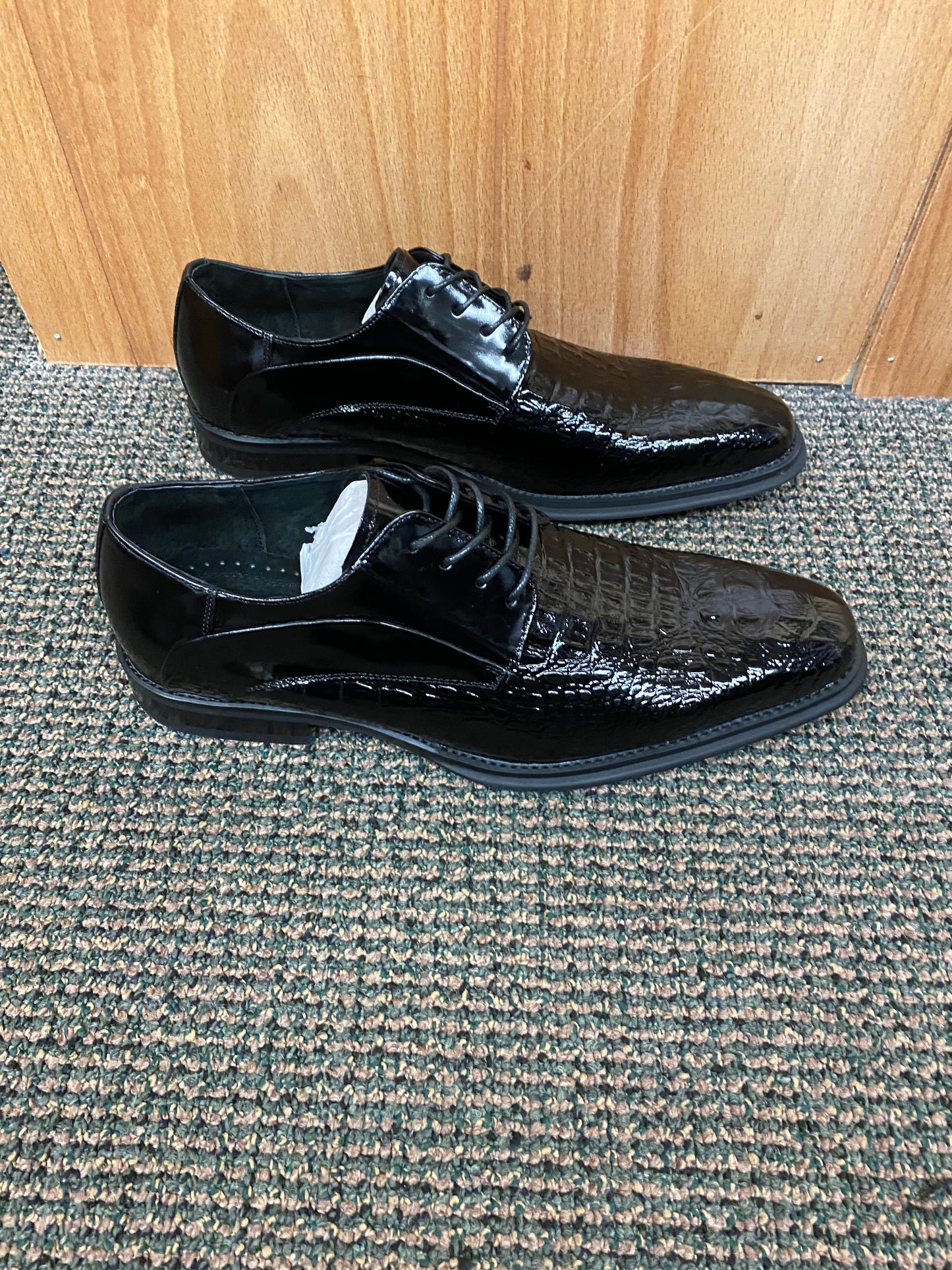 Giovanni Mason Black Croc-print Leather Hand Made Oxford Men's Dress Shoes