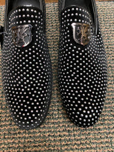 Load image into Gallery viewer, Terroni Italian Design Black/Silver Smoking Slip-ons Men's Prom Dress Shoes
