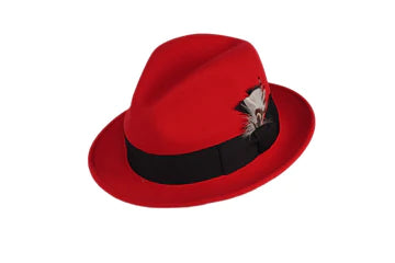 Ferrecci Crushable Red 100% Australian Wool Fedora Hat